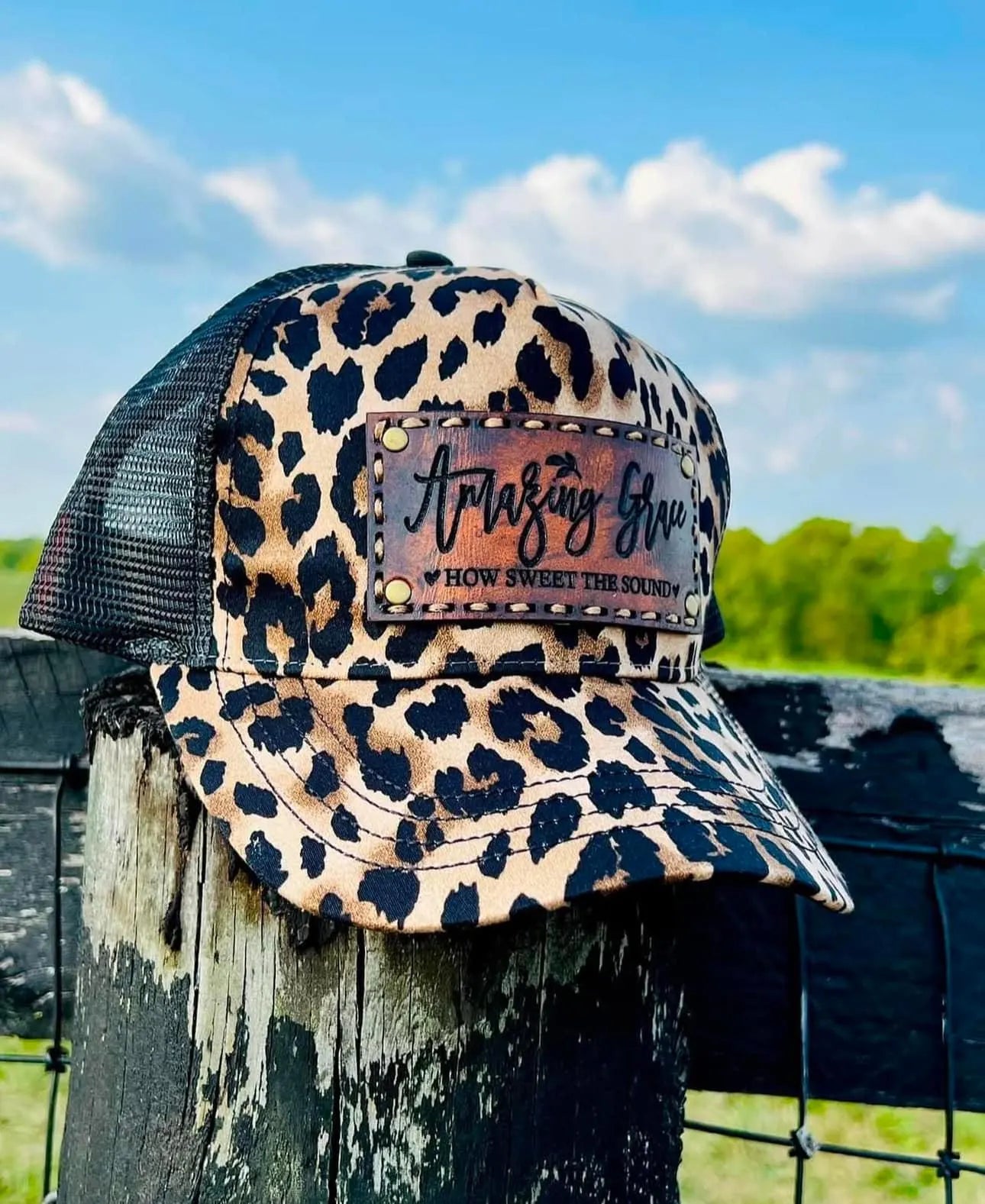 Rustic Genuine Leather Patch Hat image 6