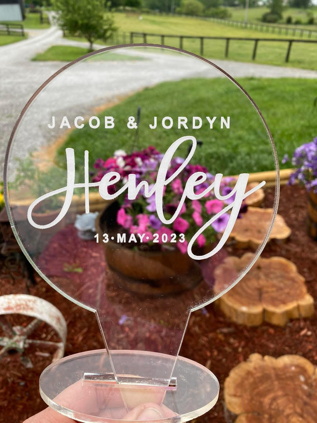 Custom Wedding Cake Topper - Personalized Topper For Wedding - Acrylic Engraved - Floral Designs - Rustic Design - Sunflower Cake Topper