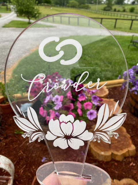 Custom Wedding Cake Topper - Personalized Topper For Wedding - Acrylic Engraved - Floral Designs - Rustic Design - Sunflower Cake Topper