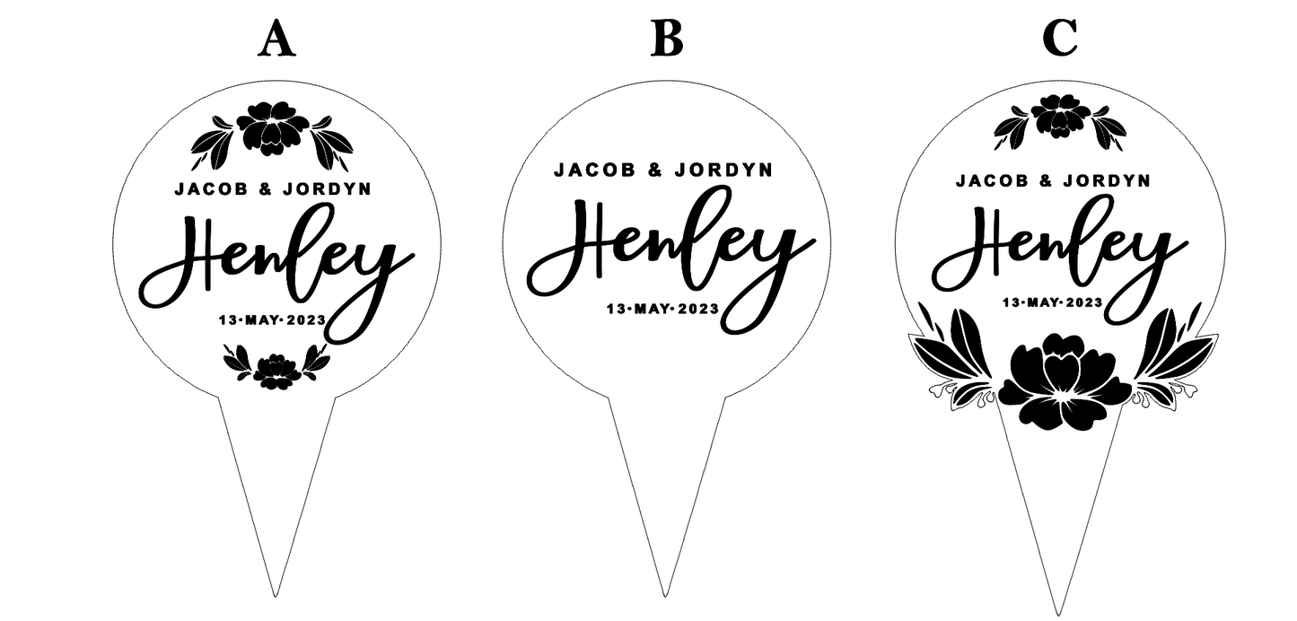 Custom Wedding Cake Topper - Personalized Topper For Wedding - Acrylic Engraved - Floral Designs - Rustic Design - Sunflower Cake Topper