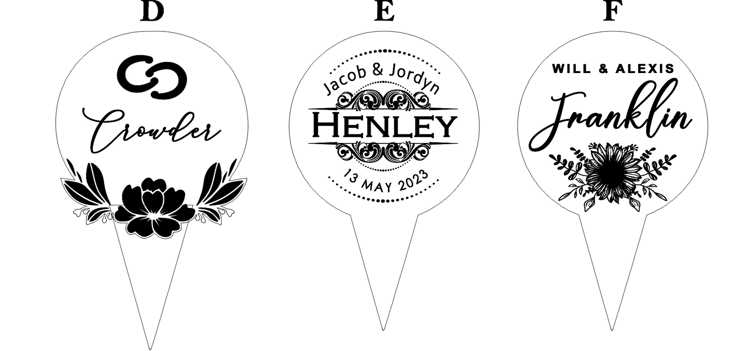 Custom Wedding Cake Topper - Personalized Topper For Wedding - Acrylic Engraved - Floral Designs - Rustic Design - Sunflower Cake Topper