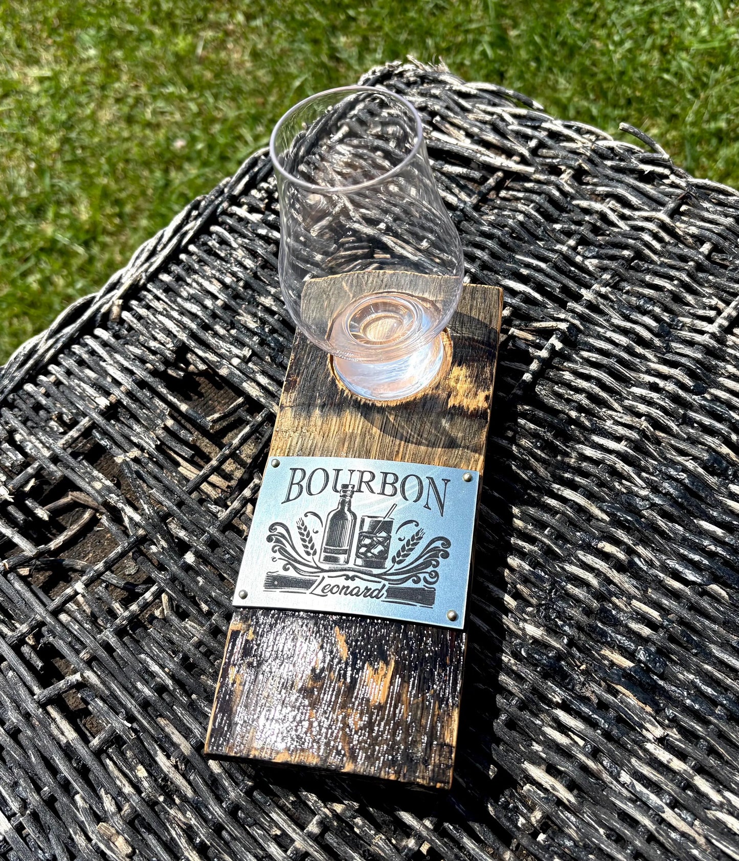 Personalized Glencairn Barrel Stave Coaster - Best Man Gift - Rustic Wedding Gift - Gift for him - Bourbon Gift - Birthday Gift