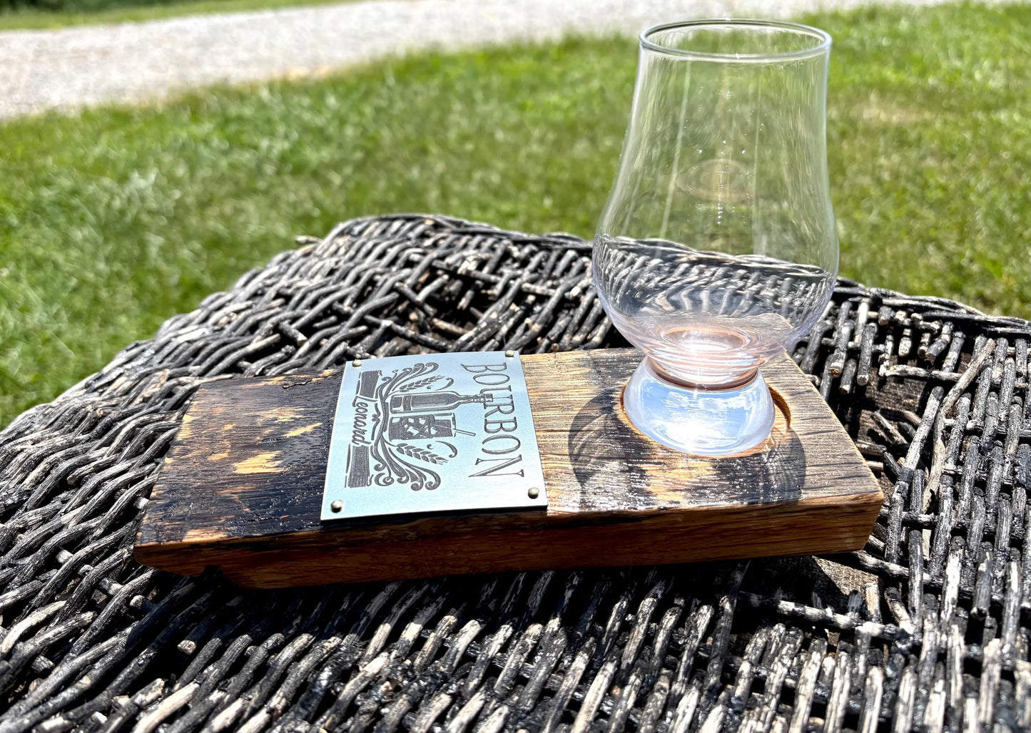 Personalized Glencairn Barrel Stave Coaster - Best Man Gift - Rustic Wedding Gift - Gift for him - Bourbon Gift - Birthday Gift