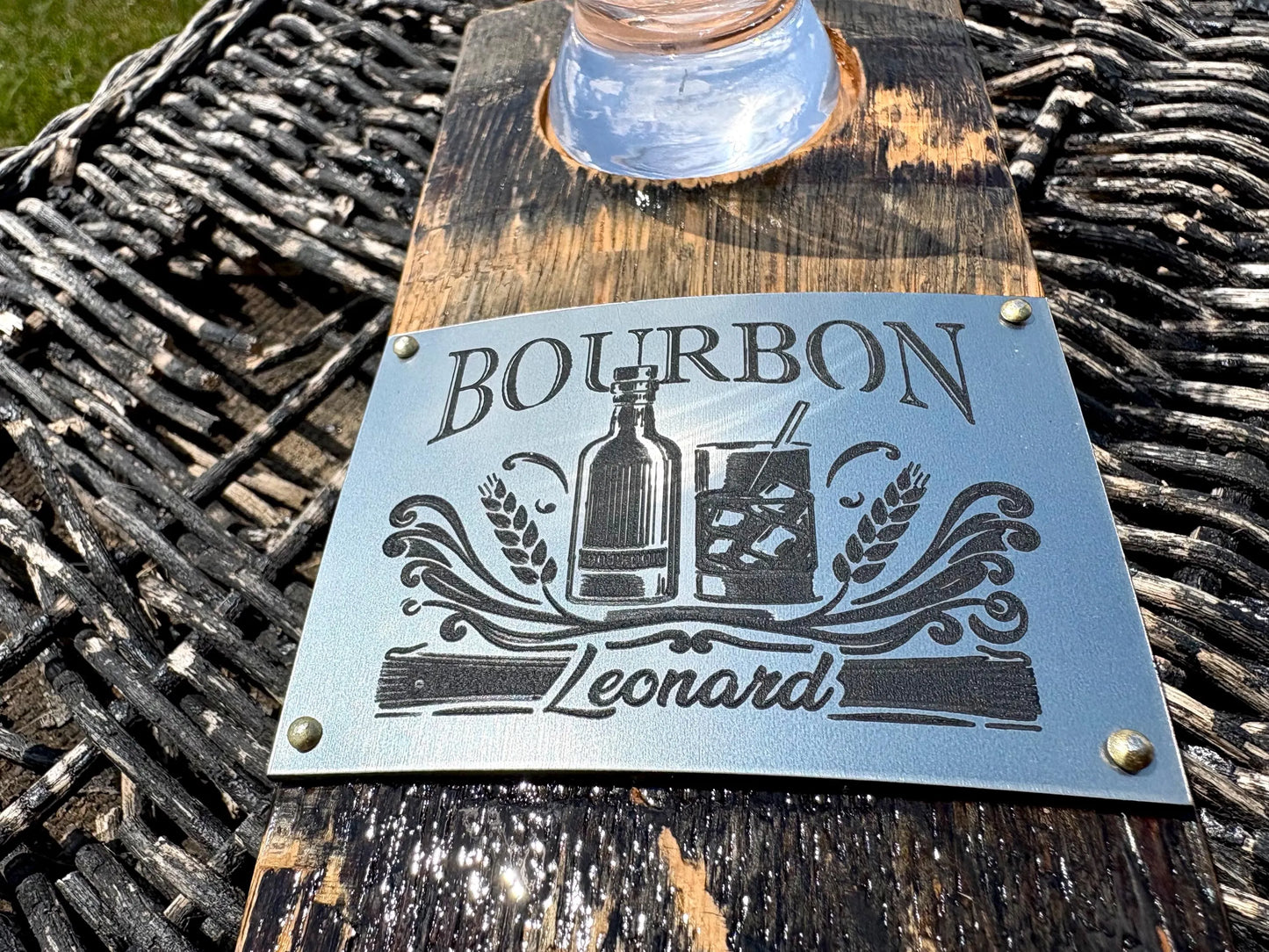 Personalized Glencairn Barrel Stave Coaster - Best Man Gift - Rustic Wedding Gift - Gift for him - Bourbon Gift - Birthday Gift