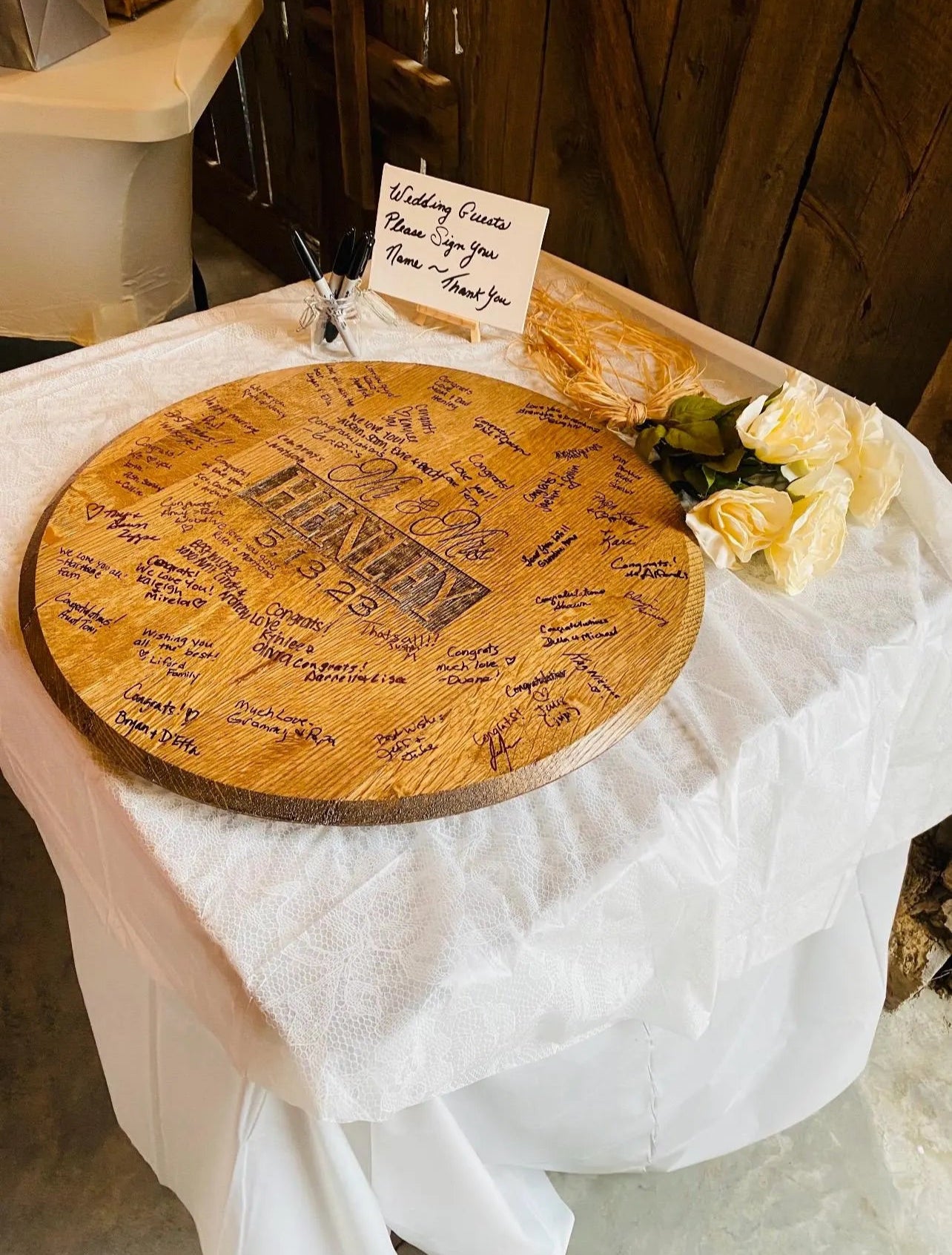 PERSONALIZED BARREL HEAD / Bridal Gift / Rustic Wedding Gift / Vow Renewal / 100% American Made / Authentic Kentucky Bourbon Barrel Head