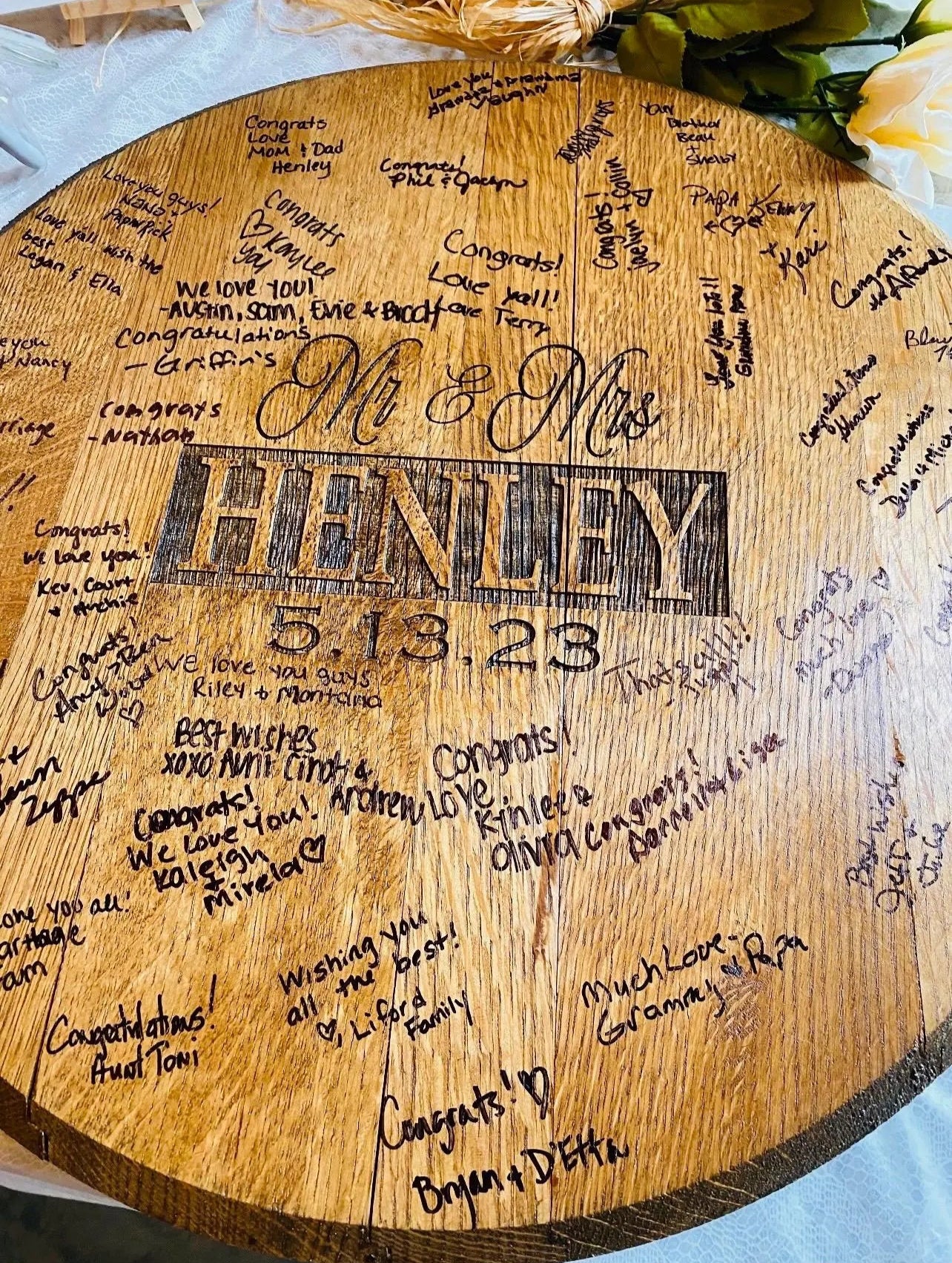 PERSONALIZED BARREL HEAD / Bridal Gift / Rustic Wedding Gift / Vow Renewal / 100% American Made / Authentic Kentucky Bourbon Barrel Head