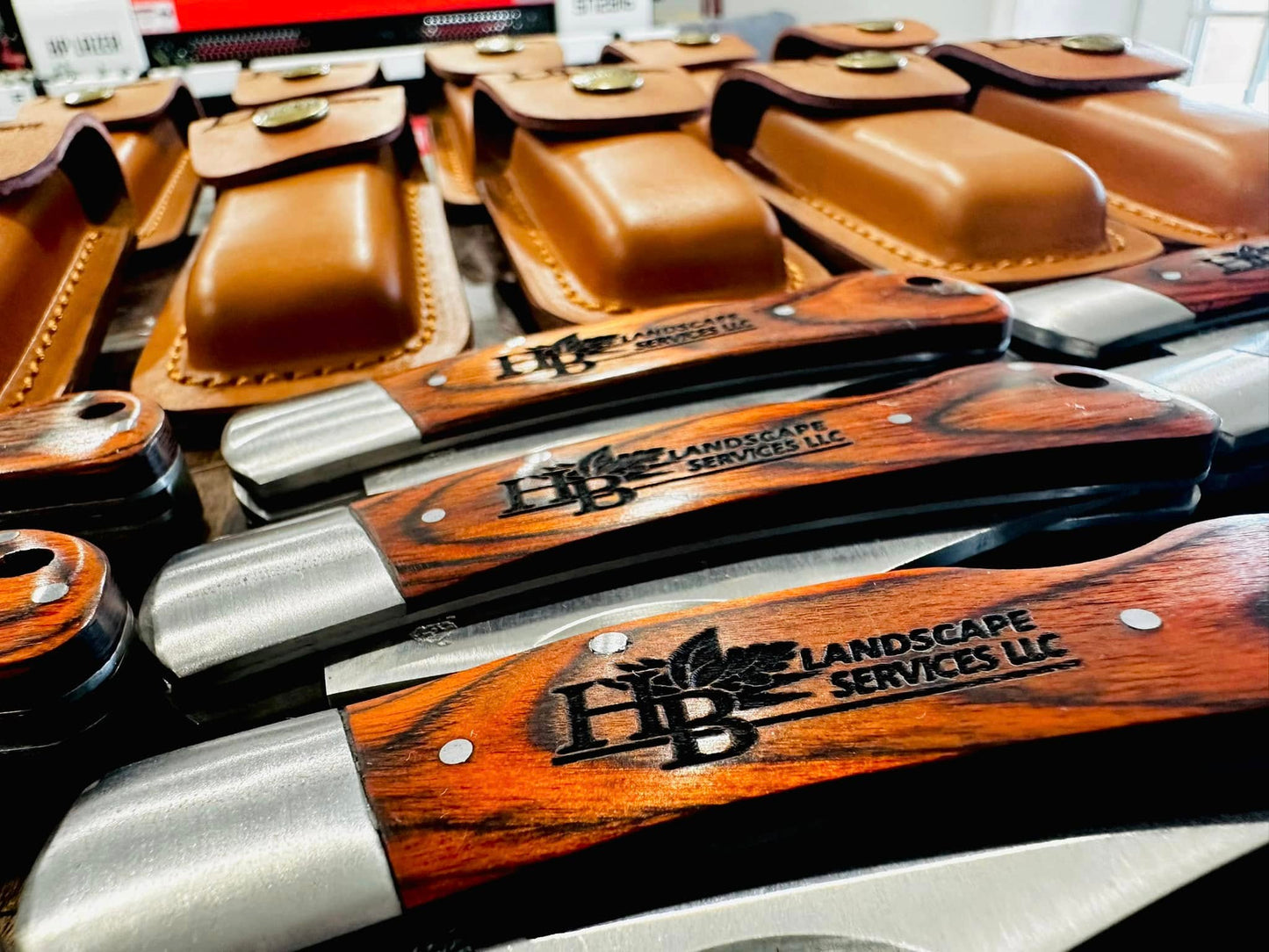 Custom Logo Bison River Knives w/Leather Sheath image 2