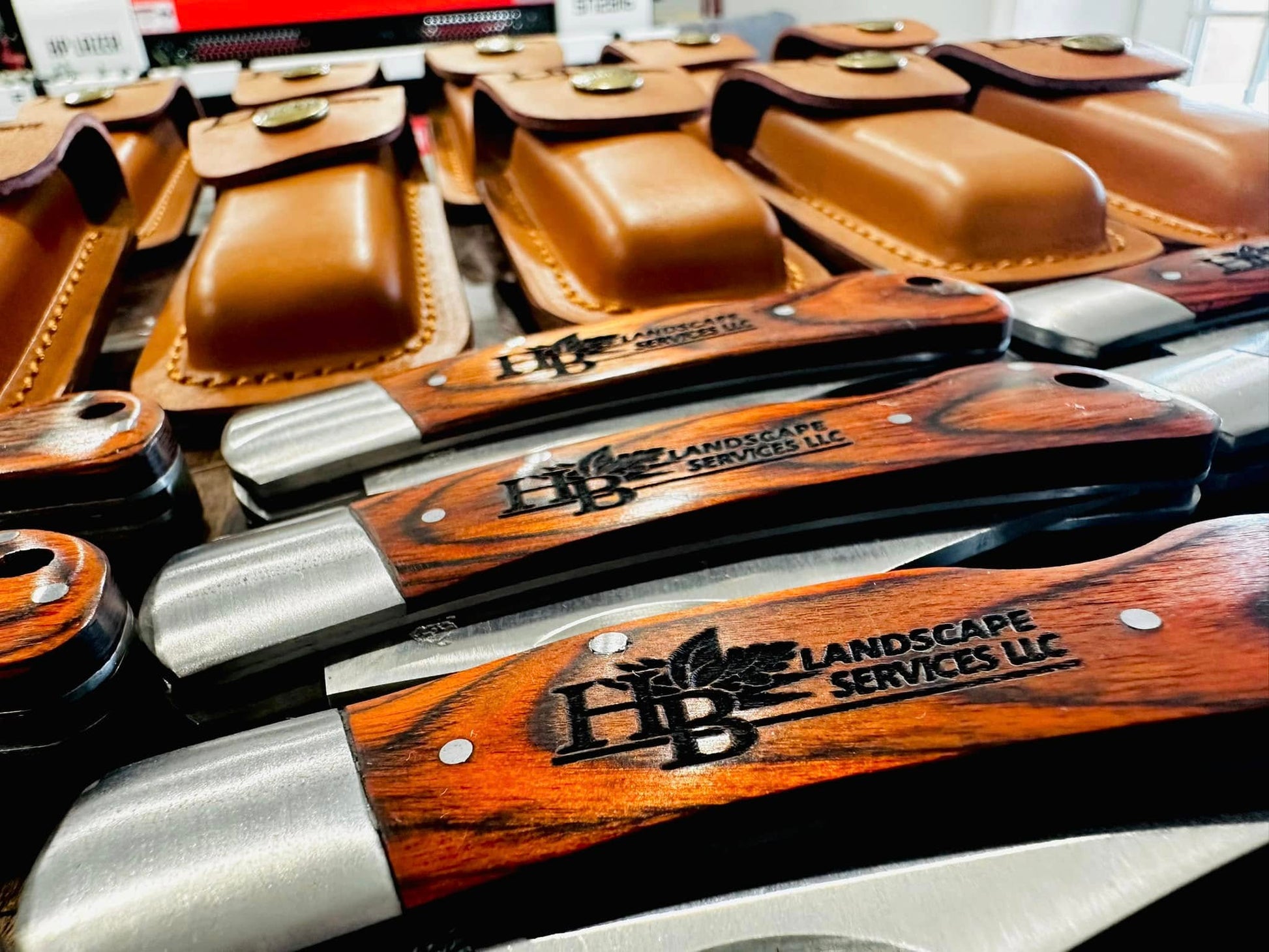 Custom Logo Bison River Knives w/Leather Sheath image 2