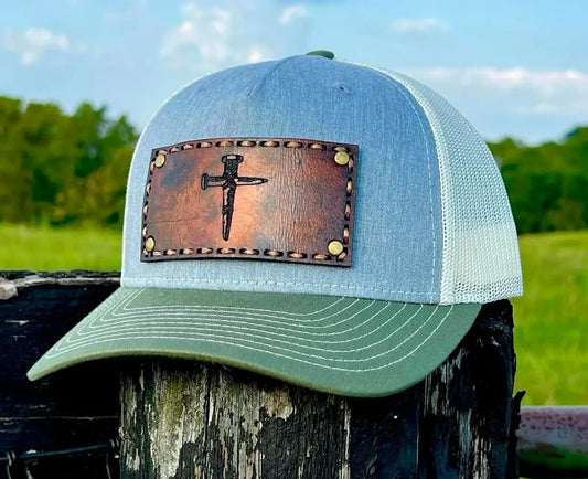 Rustic Genuine Leather Patch Hat image 9