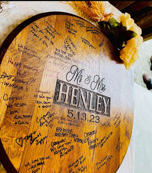 PERSONALIZED BARREL HEAD / Bridal Gift / Rustic Wedding Gift / Vow Renewal / 100% American Made / Authentic Kentucky Bourbon Barrel Head