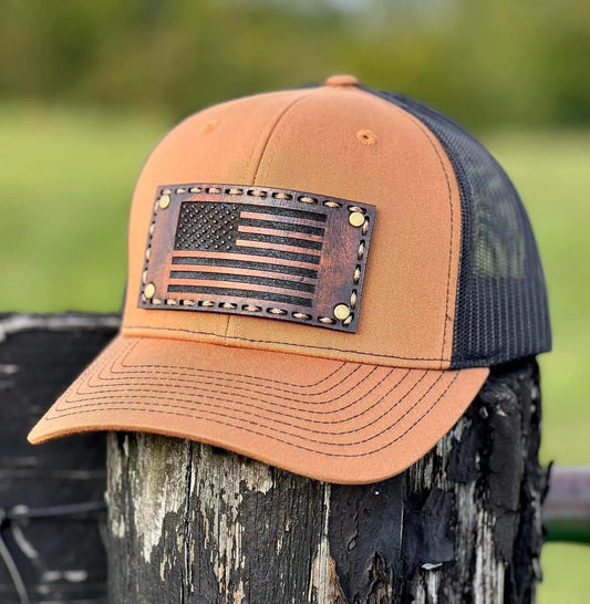 Rustic Genuine Leather Patch Hat image 4