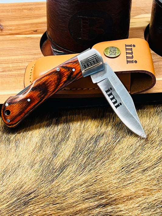 Custom Logo Bison River Knives w/Leather Sheath image 0