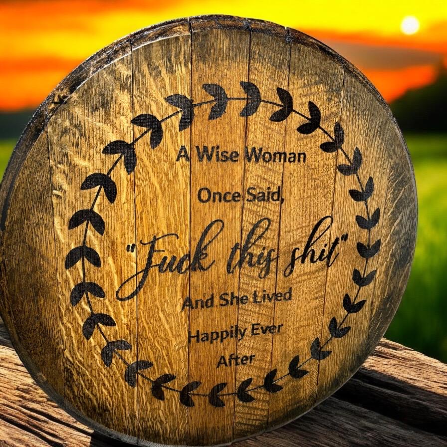 CUSTOM Bourbon Barrel Head - Monogram - Laser Engraved - 100% American Made - Last Name Gift - Wedding Guest Book Alternative - Rustic